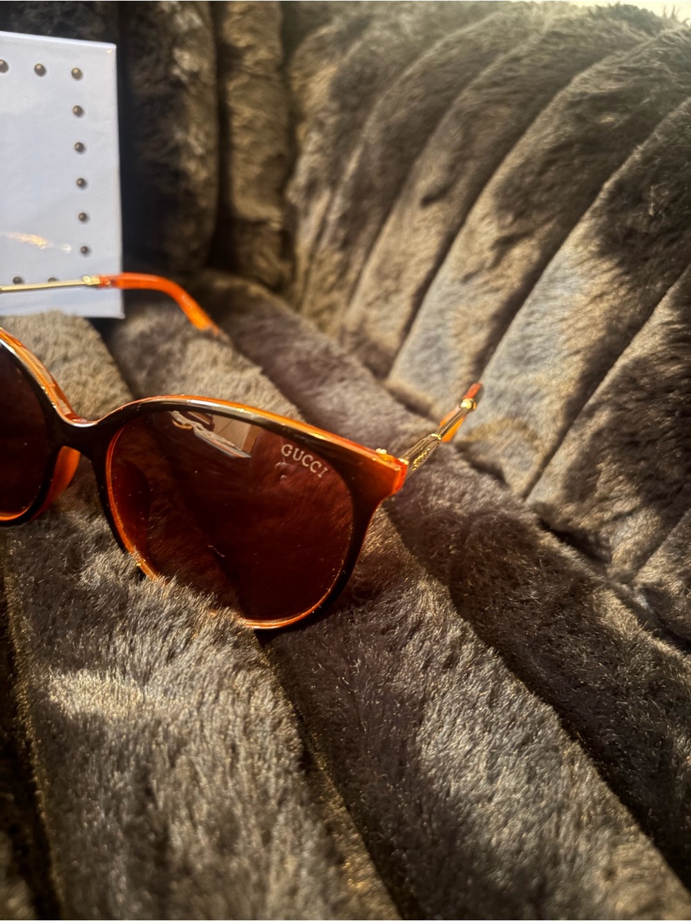 Gucci Women's Tortoiseshell Cat-Eye Sunglasses with Burnt Orange Accents - Picture 5 of 8